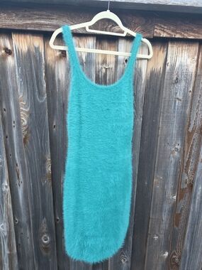Aerie Fuzzy Teal/Green Tank Dress